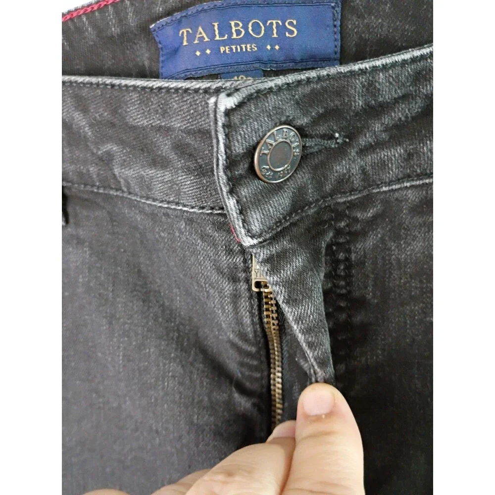 Talbots 10P Black Denim Jeans Curvy Straight Norm Core Mid Rise casual comfort